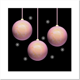 Pink Christmas Tree Balls Posters and Art